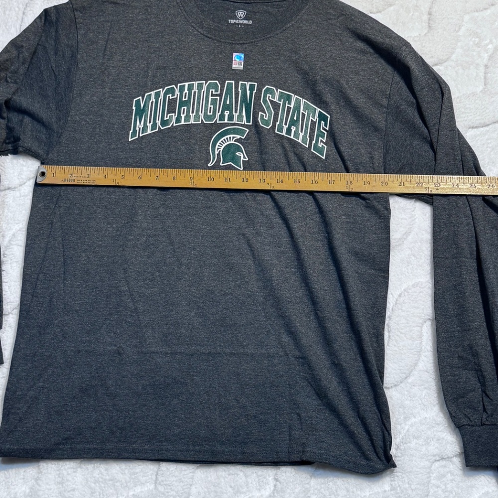 Men’s Large Ling Sleeve Michigan State T-Shirt (Grey) - Picture 6 of 7